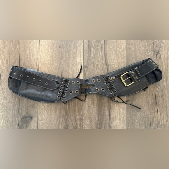Utilibelt Genuine Leather Steampunk Bikercore Festival Utility Belt Boho Black main image 15